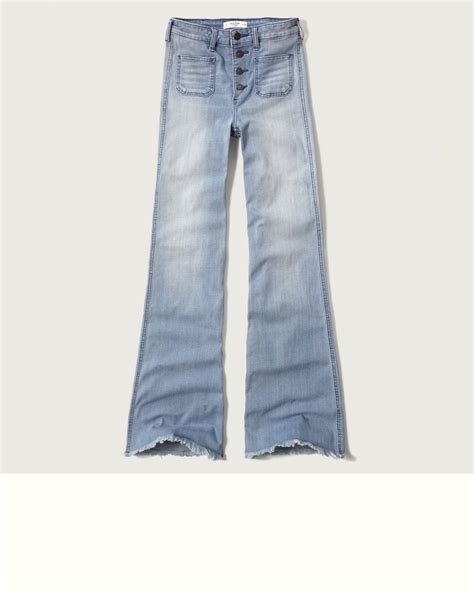 Abercrombie flare jeans - Ratings & Reviews. On-trend 70's-inspired vintage flare jeans in a high rise featuring a light wash, distressed details and frayed hem. Imported. 